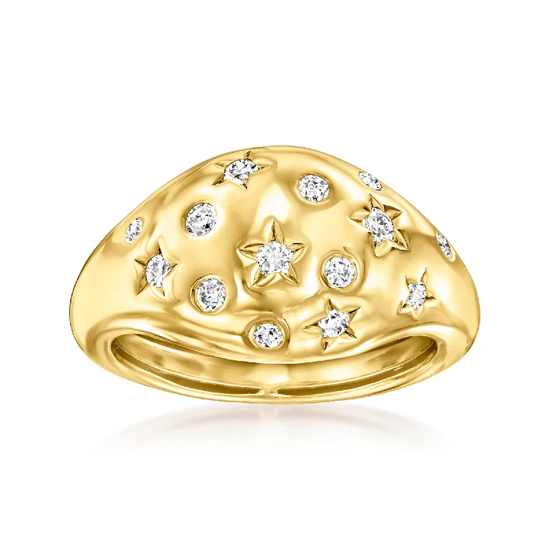 Ross-Simons Scattered-Diamond Star Ring in 18kt Gold Over Sterling