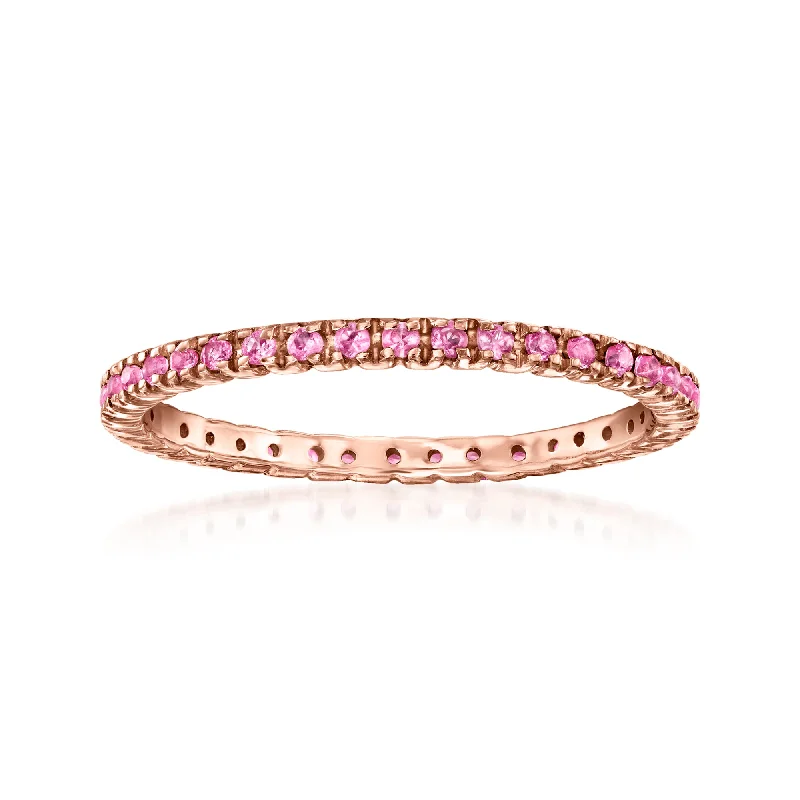 RS Pure by Ross-Simons Pink Sapphire Eternity Band in 14kt Rose Gold