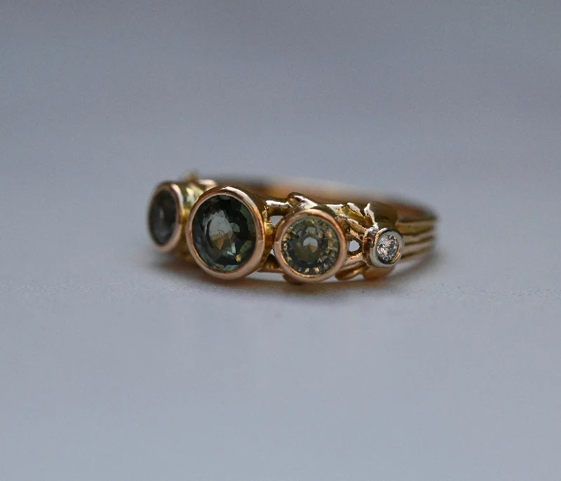 Sapphire & Diamond 14k Gold Customizable Ring Setting - Made To Order