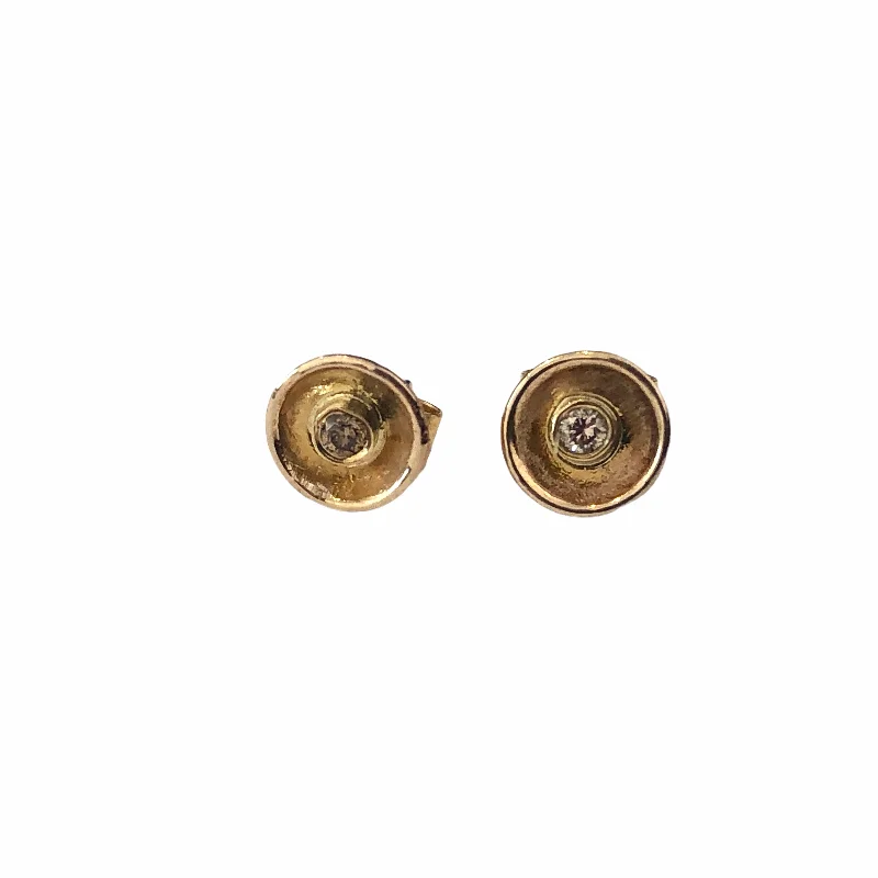 18kt Gold Acorn Cup Studs with Champagne Diamonds