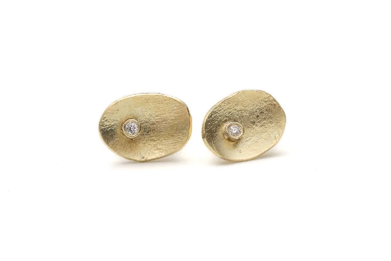 18kt Gold Petal Studs with Champagne Diamonds