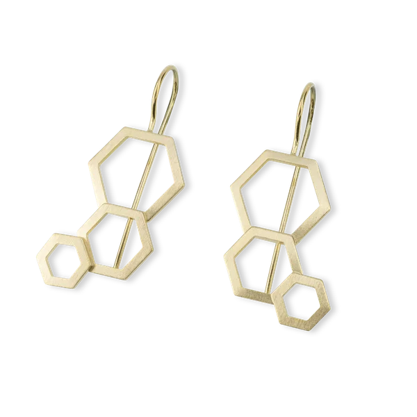 Bee Mine Open Hexagon Drop Earrings in Vermeil