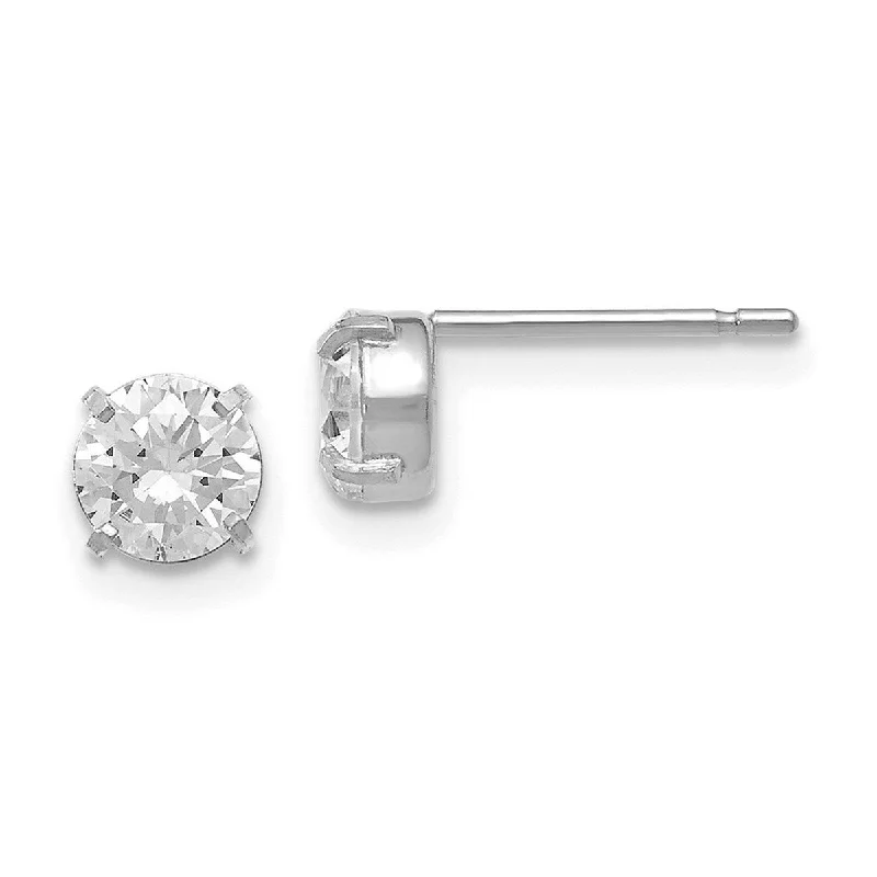 Curata 14k White Gold Post Earrings CZ Cubic Zirconia Simulated Diamond Stud 5.0mm Earrings Measures 5x5mm Wide