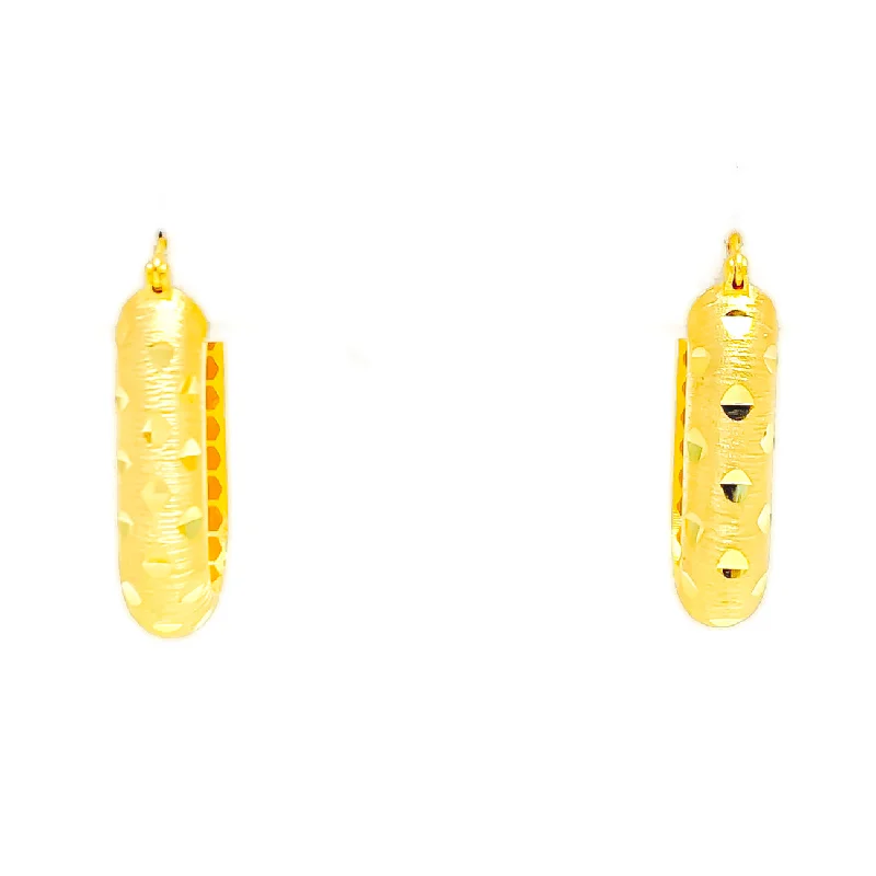 Elegant Dotted Chic 22k Gold Hoop Earrings