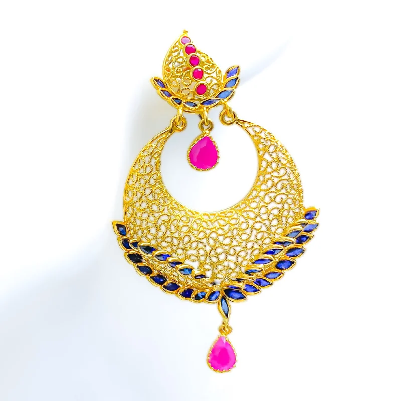 Fascinating Filigree 22k Gold Hanging Earrings