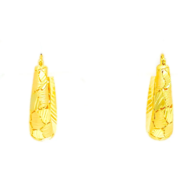 Impressive Textured 22k Gold Hoop Earrings