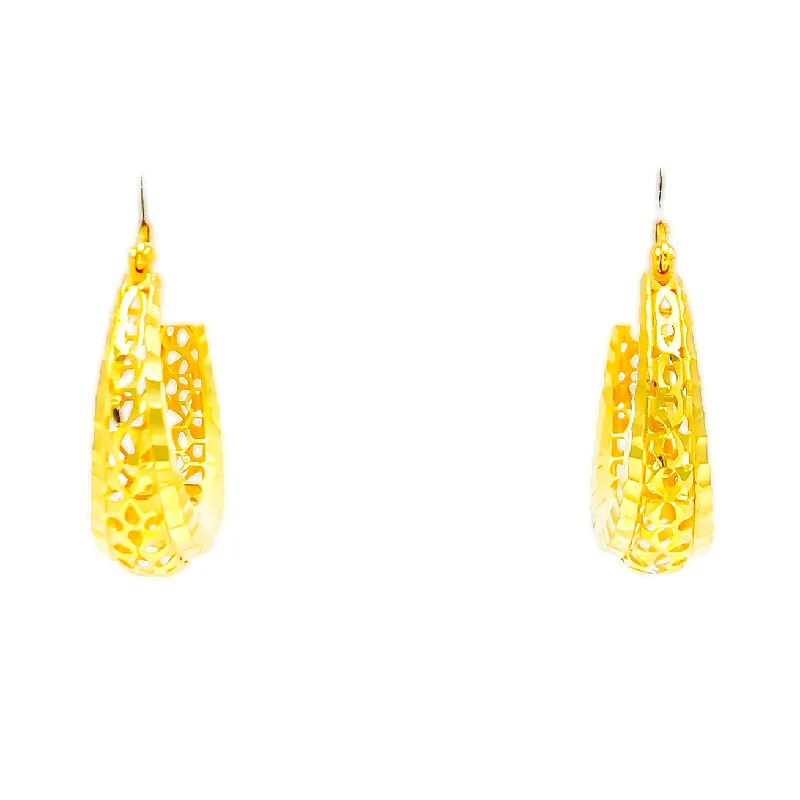 Refined Netted 22k Gold Hoop Earrings