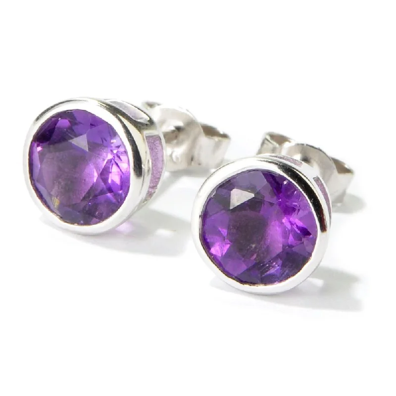 Rhodium over Sterling Silver Stud Earrings in multiple gemstones and colors