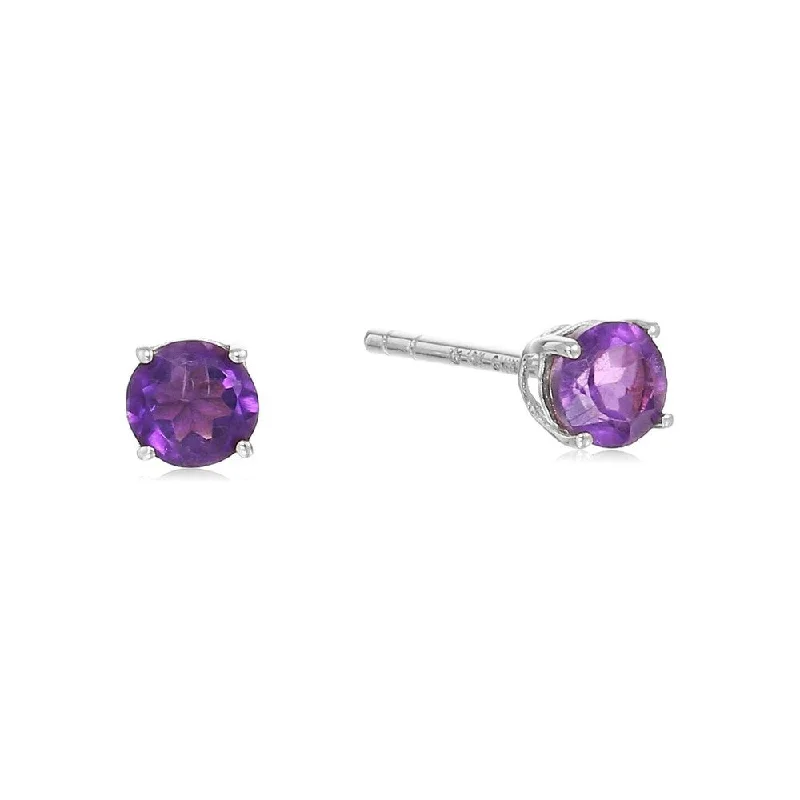 Sterling Silver 0.56Ctw African Amethyst Stud Earrings