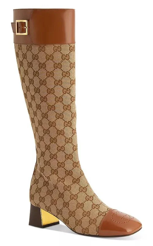 Ellis GG-Monogram Canvas Knee-High Boots