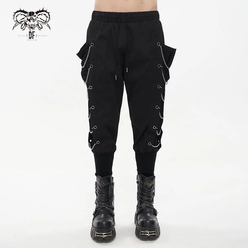 Men's Punk Big-pocket Chains Jogger Pants