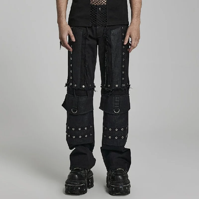 Men's Punk Distressed Detachable Pants