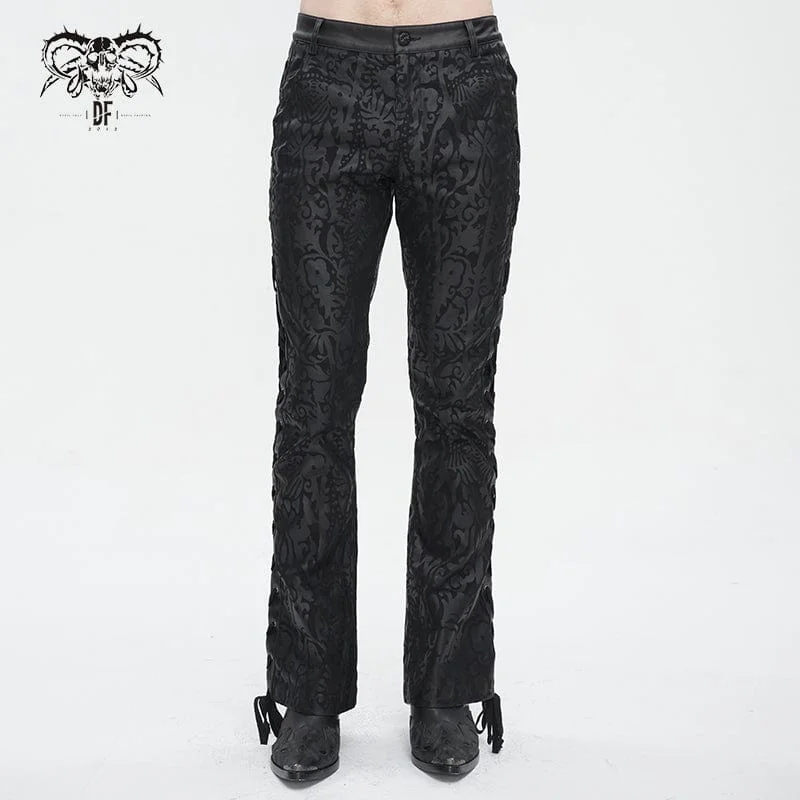 Men's Punk Lace-up Totem Printed Flared Pants