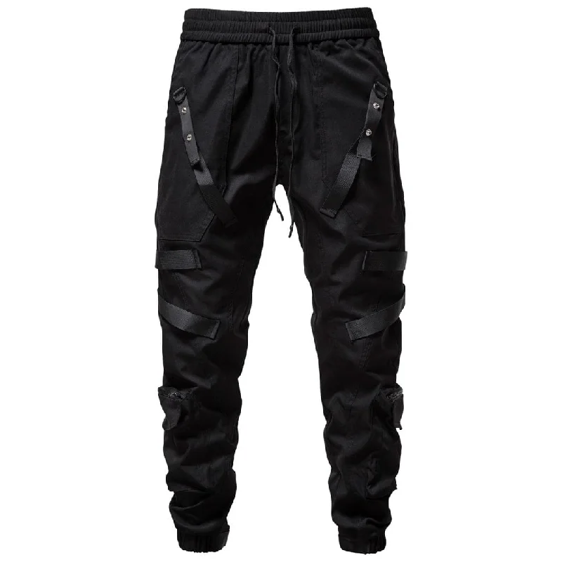 Men's Punk Multi-pocket Straps Jogger Pants