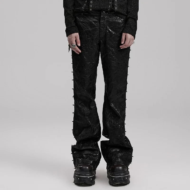 Men's Punk Pleated Textured Leather Pants