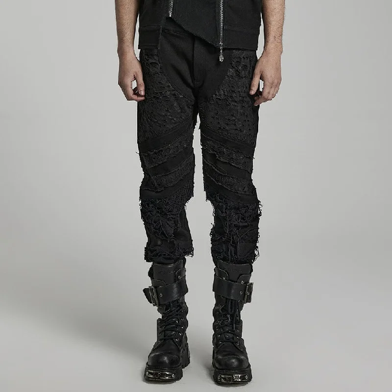 Men's Punk Ripped Splice Pants