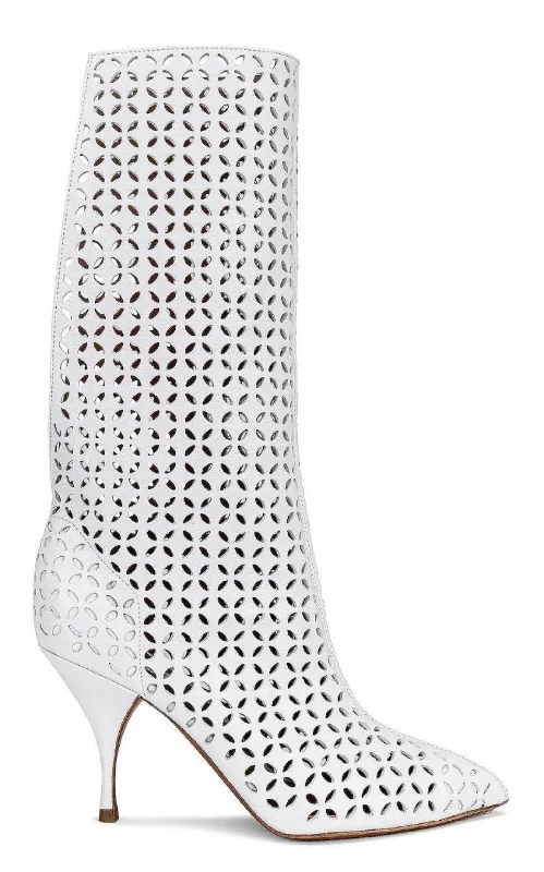 Petal Perforated Knee Boots