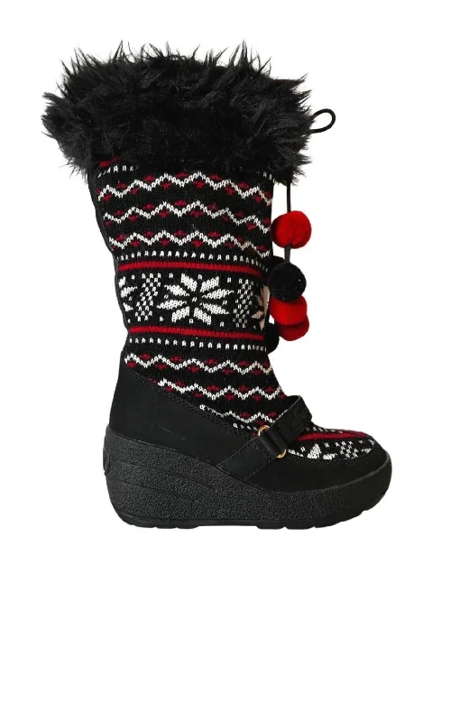 Red Black White Tall Snow Boots