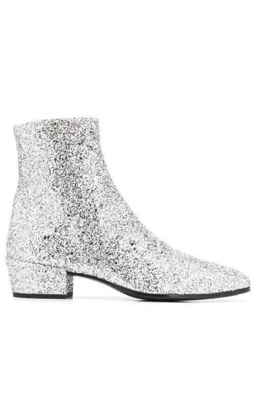 SIlver Glittler Ankle Boots