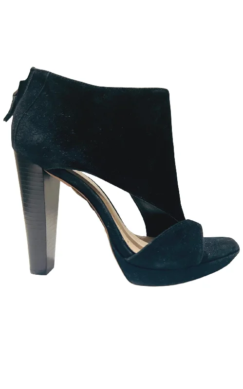 Black Suede Cutout Stiletto Bootie