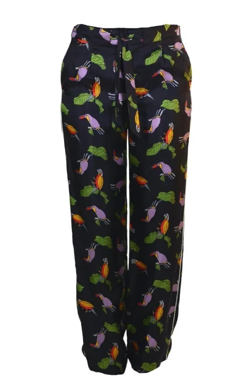 Toucan Print Pyjama Silk Pants