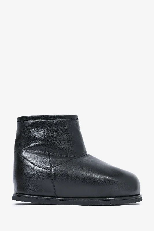 Amina Muaddi Black Leather Booties Size 37