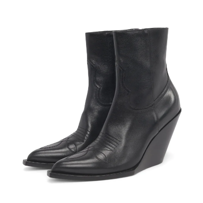 Celine Black Calfskin Moon Zipped Boots 40