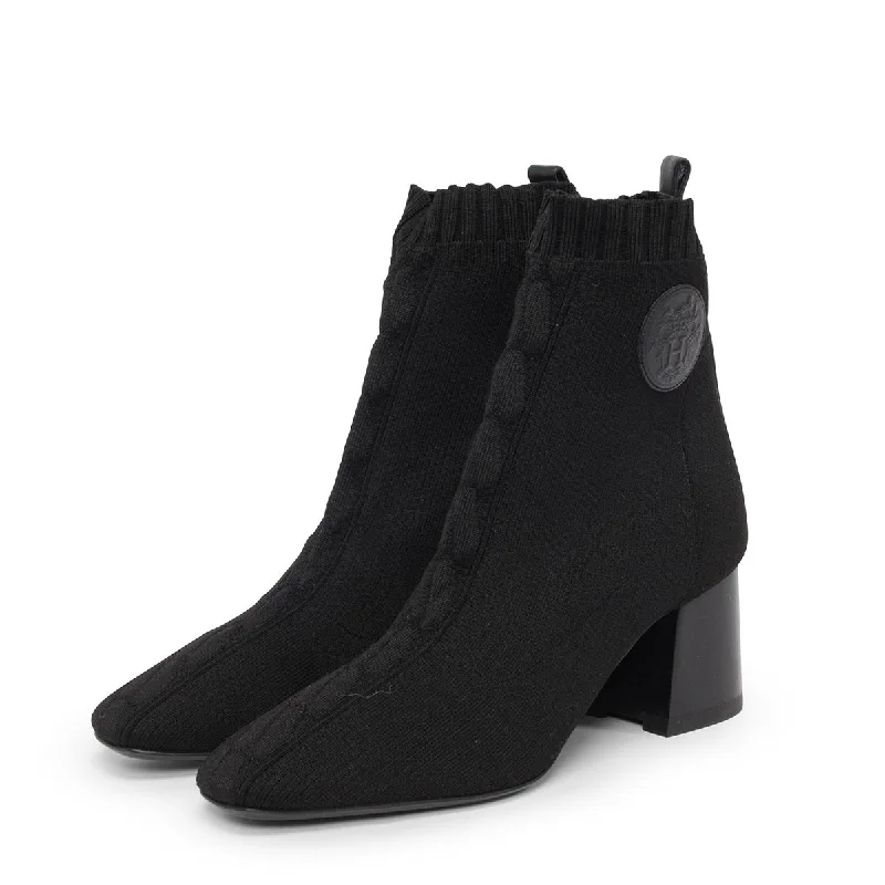 Hermes Black Knitted Volver 60 Sock Boots 38