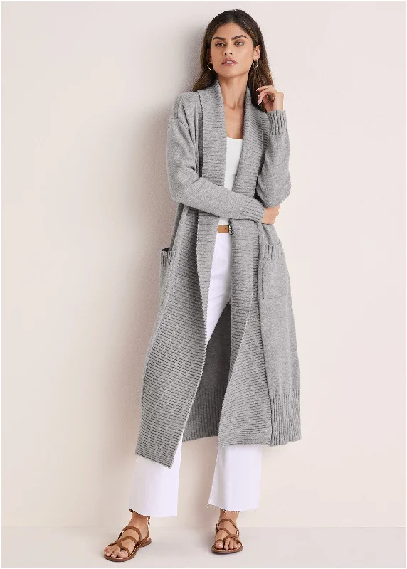 Cardigan Duster - Medium Heather Grey