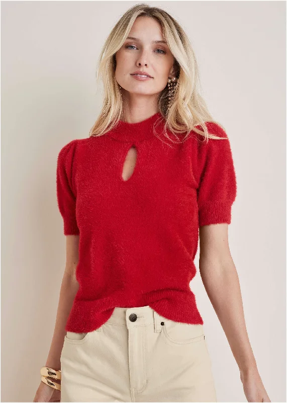 Keyhole Sweater - Haute Red