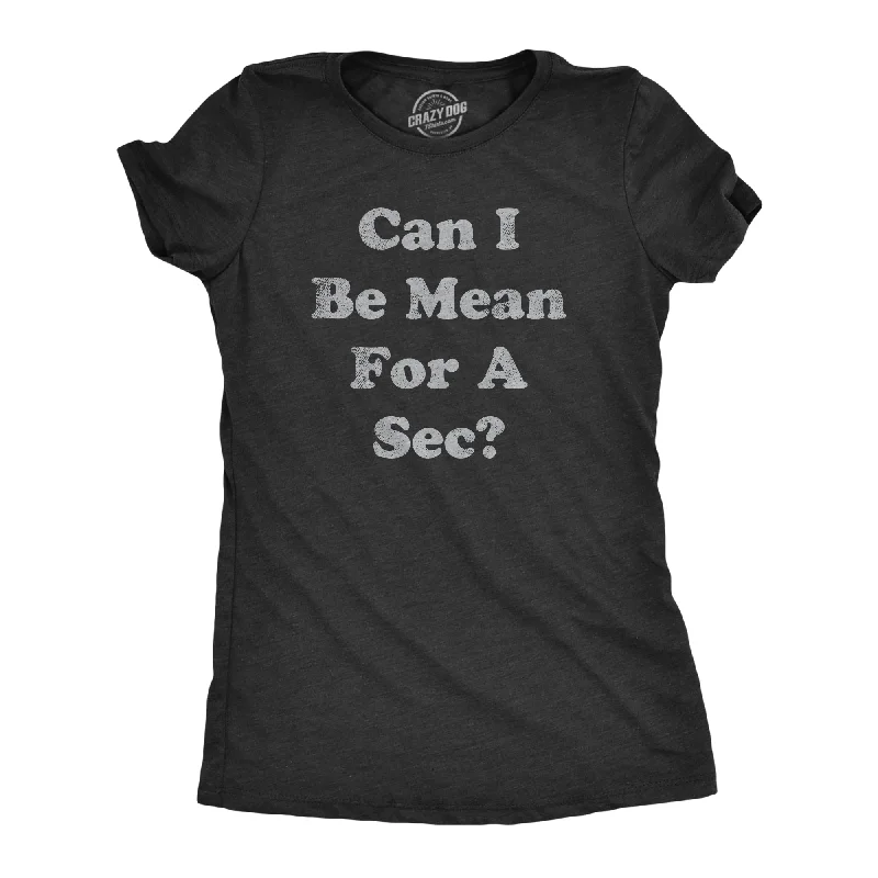 Womens Can I Be Mean For A Sec T Shirt Funny Rude Nasty Joke Tee For Ladies