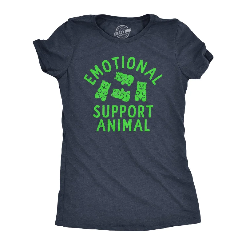 Womens Emotional Support Animal T Shirt Funny Mental Health Gummy Bear Candy Joke Tee For Ladies