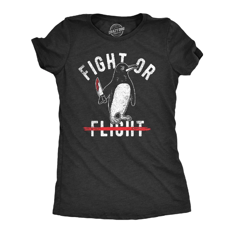 Womens Fight Or Flight T Shirt Funny Killer Penguin Funny Flying Joke Tee For Ladies