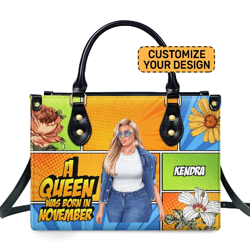 A Queen Was Born - Personalized Leather Handbag STB218