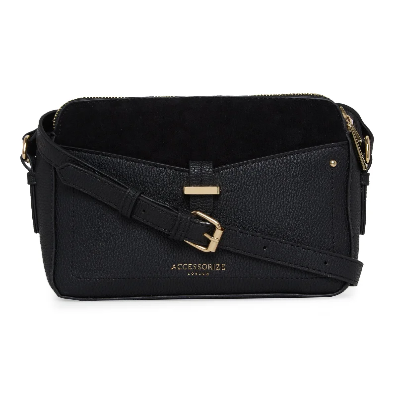 Accessorize London Women'S Faux Leather Black Shelby Sling Bag