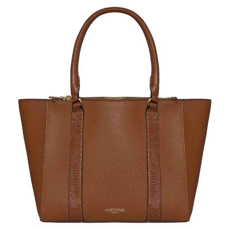 Accessorize London Women's Faux Leather Tan Kirby Work Bag