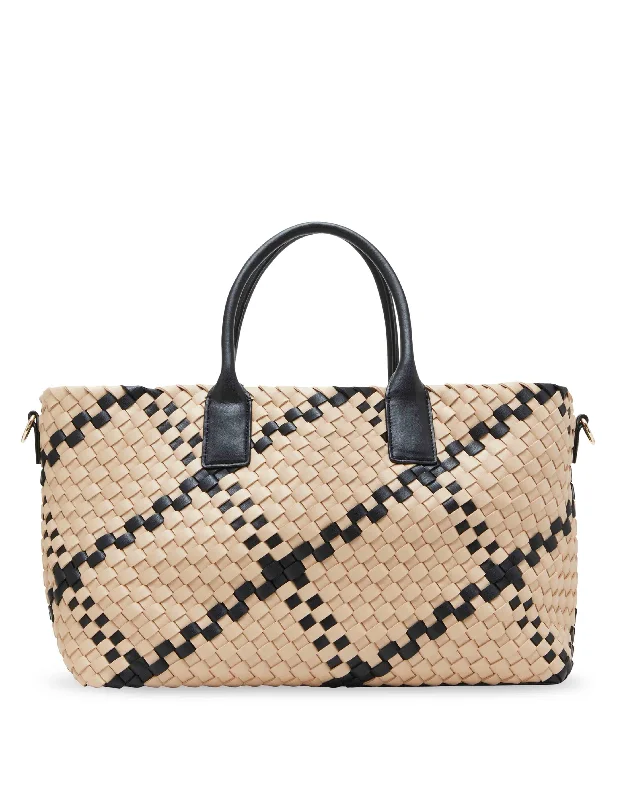 Large Woven Tote with Detachable Pouch