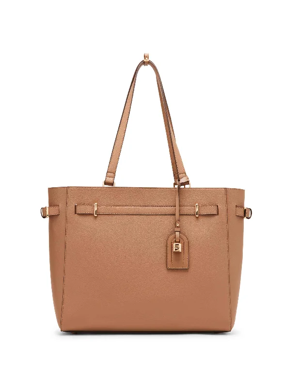 Belted Shoulder Tote with lock charm