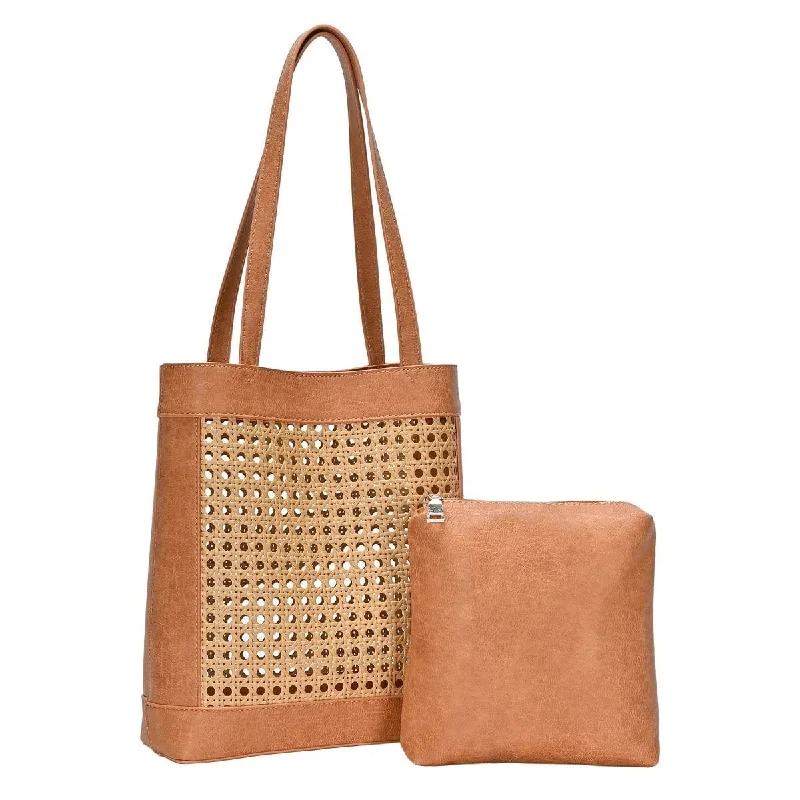 BGT4156 Rattan Leather trim Tote