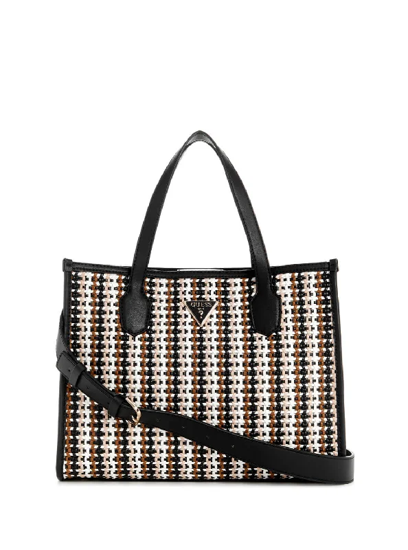 Black Multi Woven Silvana Tote Bag