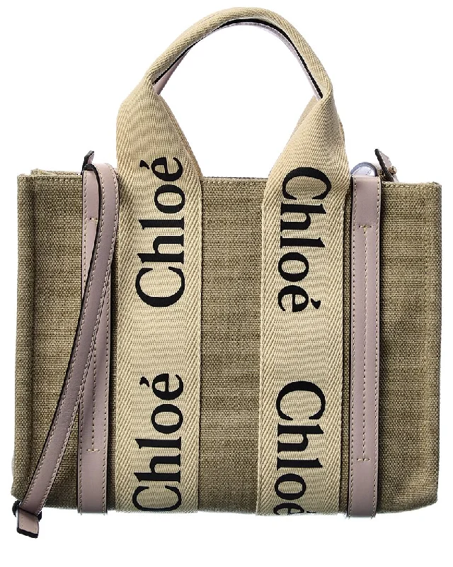 Chloe Woody Small Canvas & Leather Tote