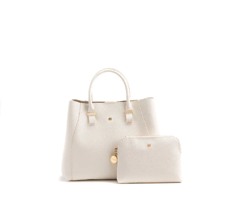 Gunas New York Jane Off White Vegan Leather Satchel