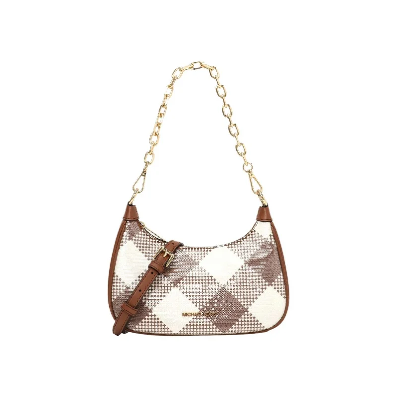 Michael Kors CORA Gingham Shoulder Bag Brown