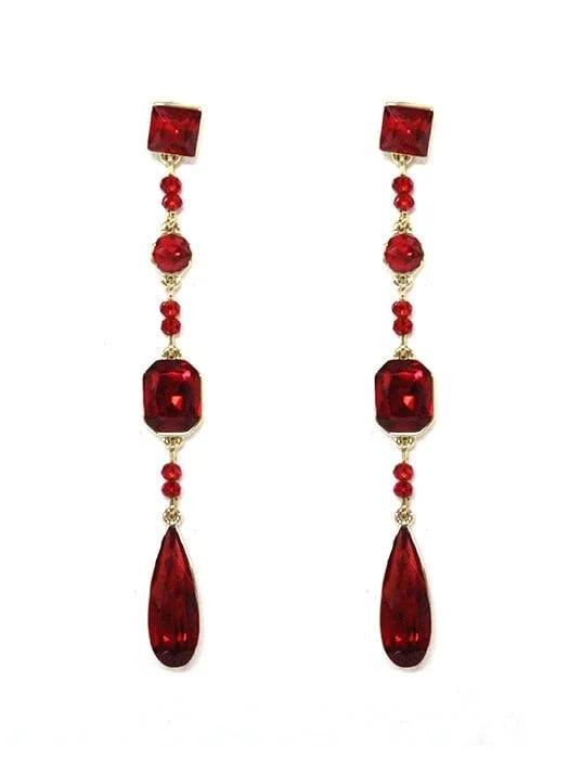 HE2012 Gem Gemstone Long Dangle Earrings