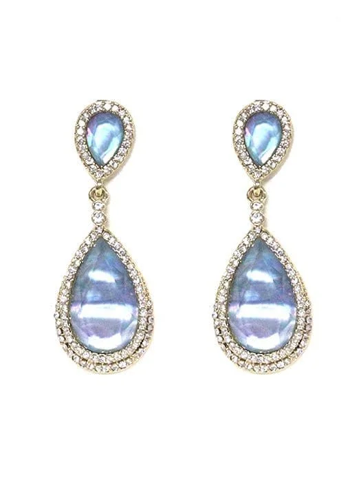 HE2023 Gemstone CZ Teardrop Dangle Earrings