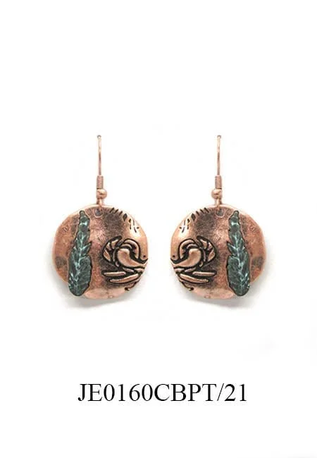 JE0160 Hammered Disc Drop Earrings