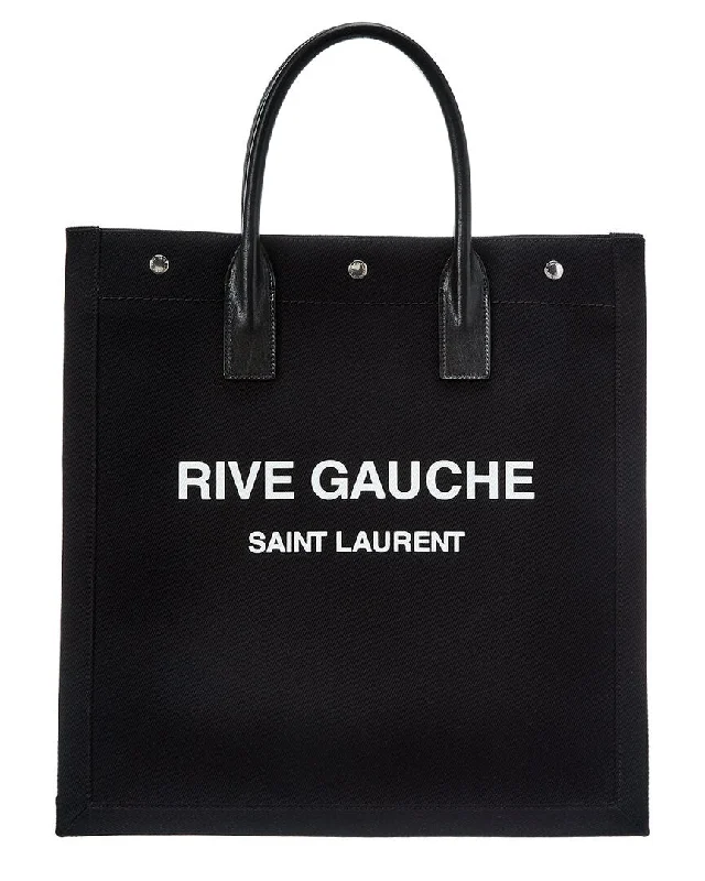 Saint Laurent Rive Gauche N/S Canvas & Leather Tote