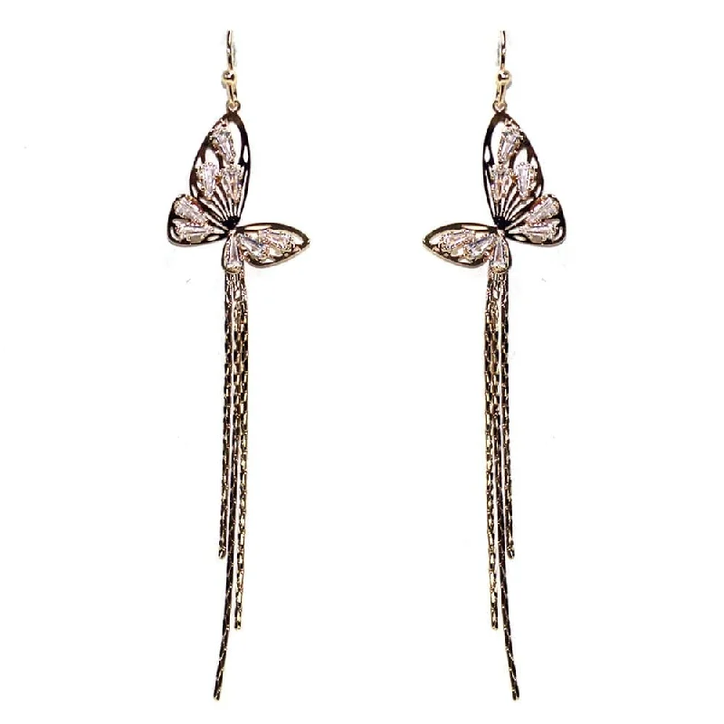 TE10636 Long Butterfly Dangle Earrings