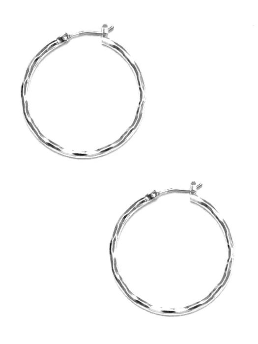 TE9367 Bianca Silver Textured Hoop Earrings