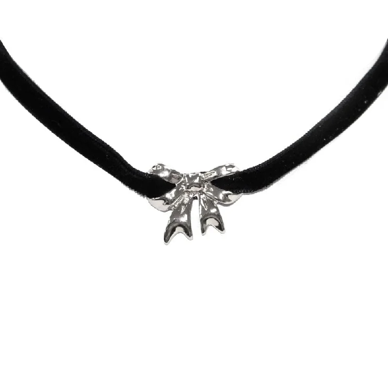 TN9225 Silver Ribbon Choker Necklace